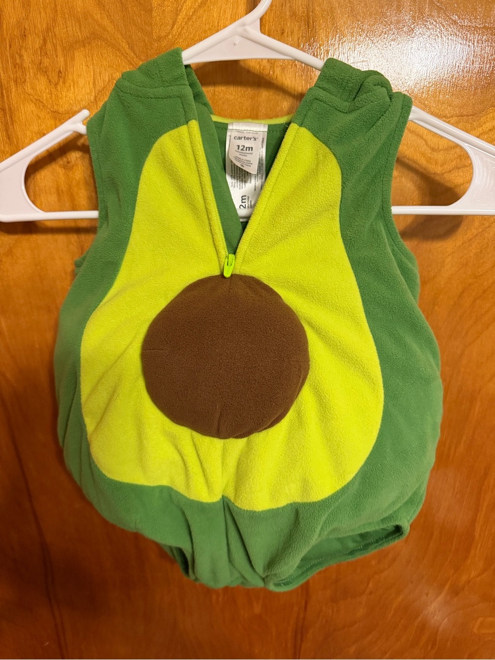 Carter's Green and Lime Avocado Fleece Romper